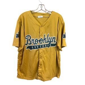 Brooklyn Cyclones/Budweiser  Men’s Jersey Sz L Gold/Green
